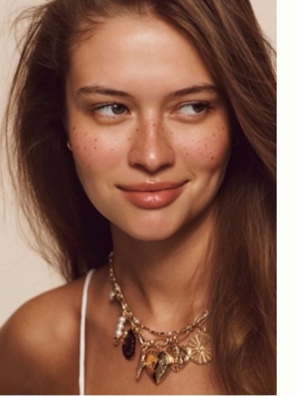 Anthropologie Gold Charm Coin Necklace with Mixed Pendants
